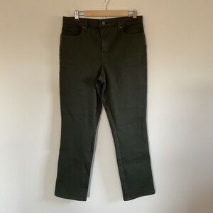 NYDJ Sheri Slim Jeans Size 14 Green Lift Tuck Tech Stretch Preppy